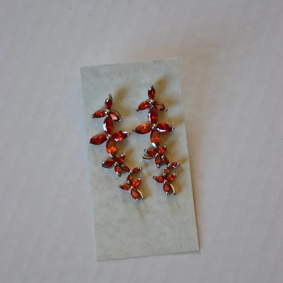 Vtg Orange Flower  drop earrings - Picture 2 of 5